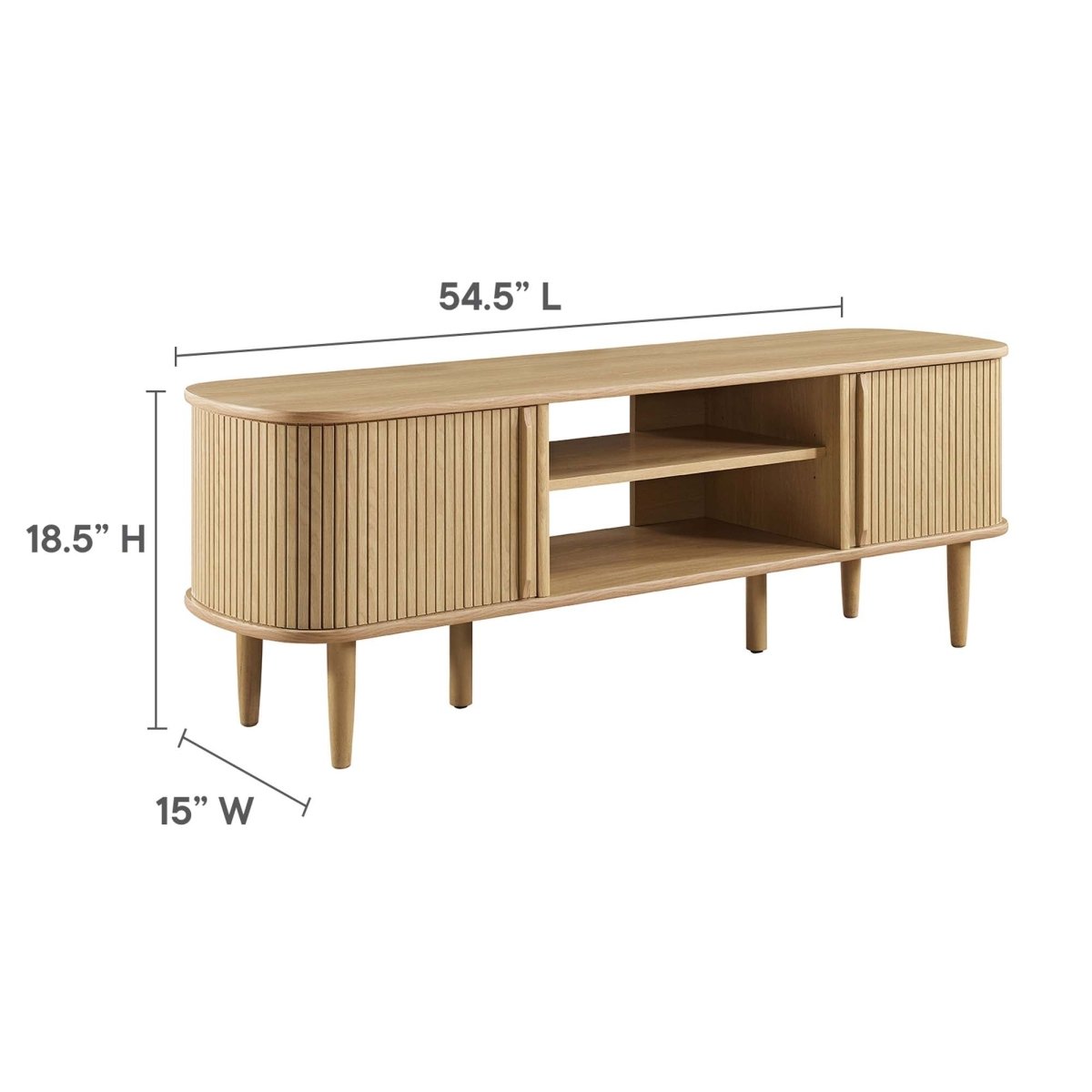55 Inch Mid - Century Curved Beadboard TV Stand - TV Stands available at Alpine Outlets in Denver