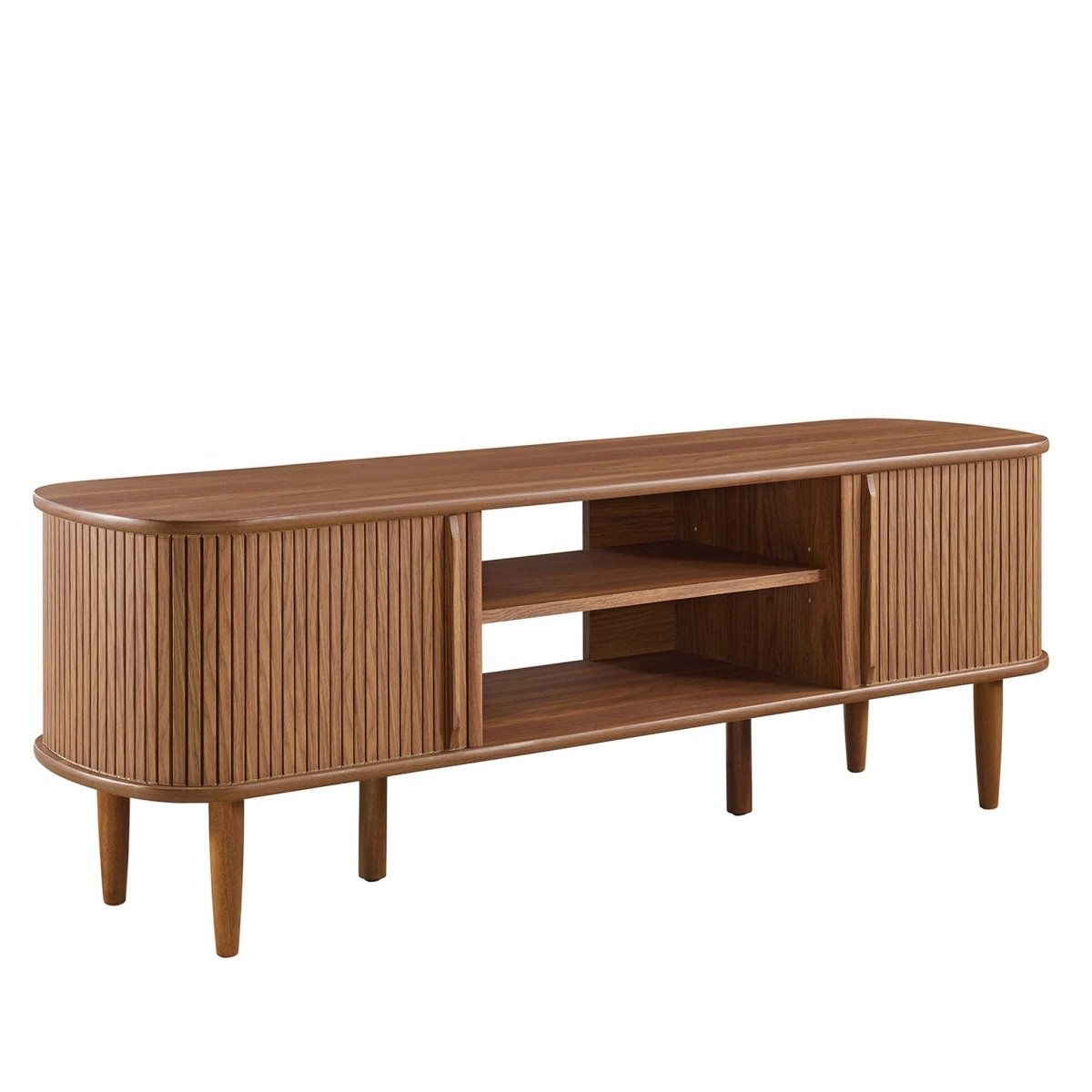 55 Inch Mid - Century Curved Beadboard TV Stand - TV Stands available at Alpine Outlets in Denver