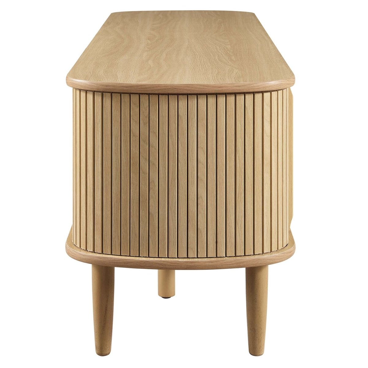 55 Inch Mid - Century Curved Beadboard TV Stand - TV Stands available at Alpine Outlets in Denver
