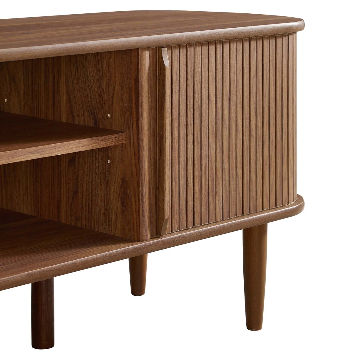 55 Inch Mid - Century Curved Beadboard TV Stand - TV Stands available at Alpine Outlets in Denver