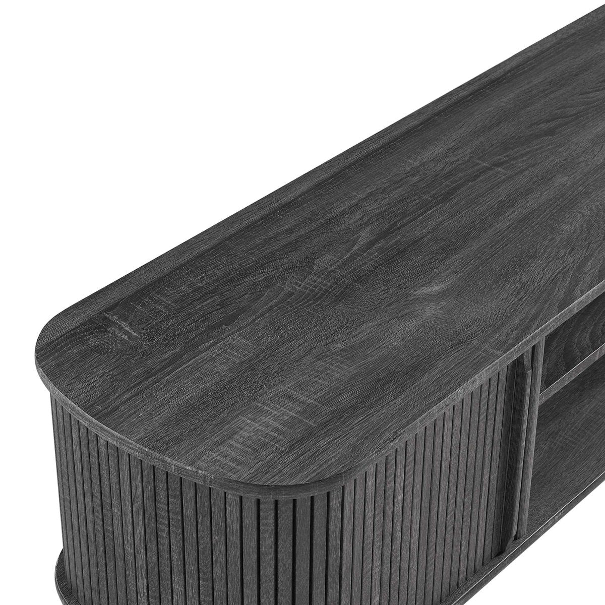 55 Inch Mid - Century Curved Beadboard TV Stand - TV Stands available at Alpine Outlets in Denver