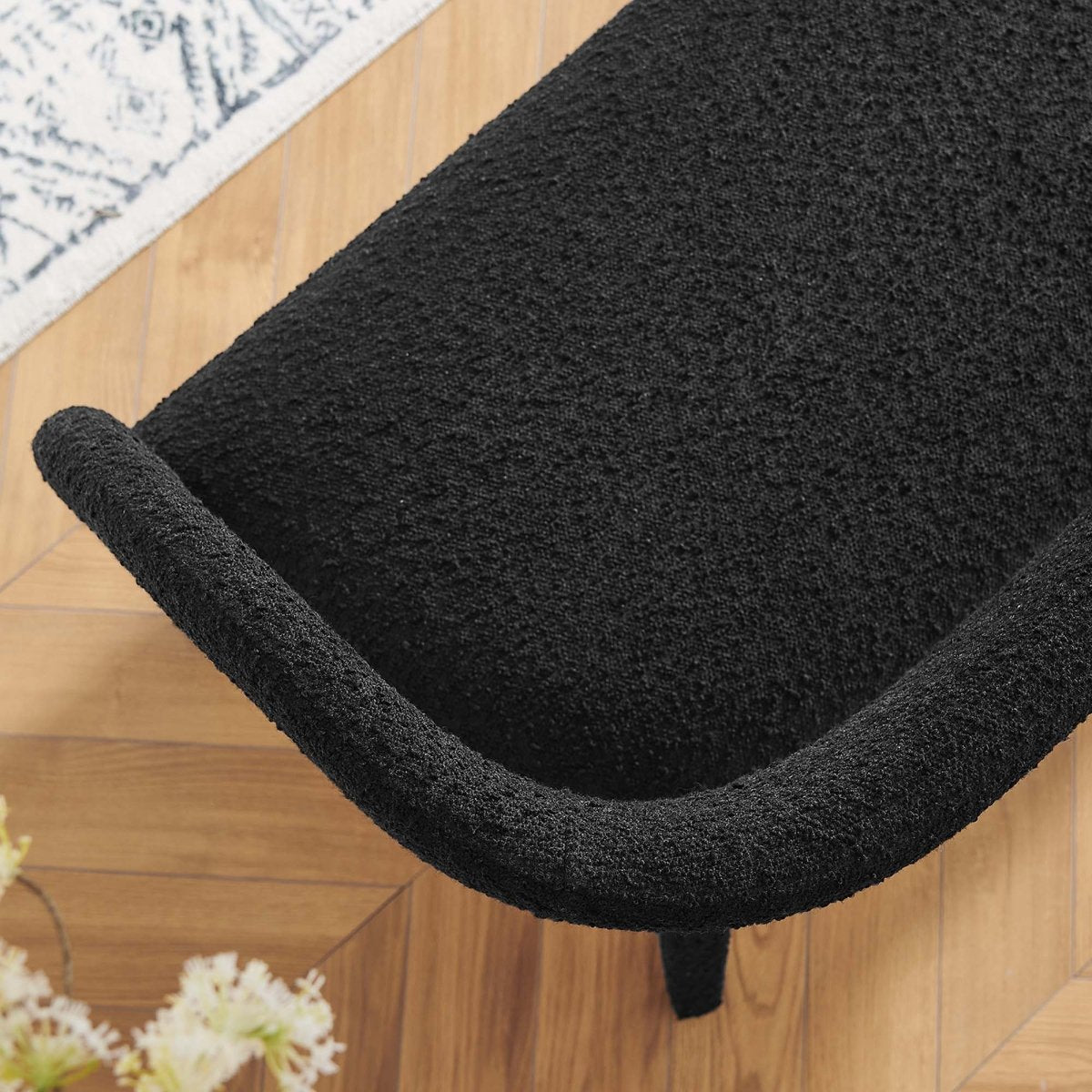 55 Inch Sophisticated Boucle Fabric Accent Bench - Benches available at Alpine Outlets in Denver