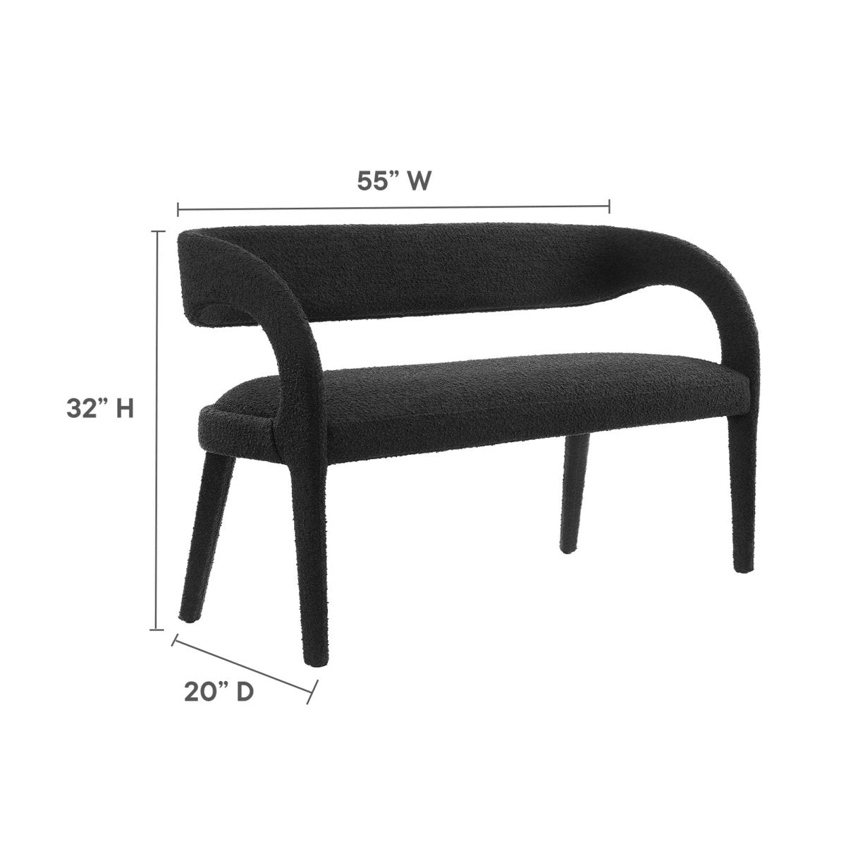 55 Inch Sophisticated Boucle Fabric Accent Bench - Benches available at Alpine Outlets in Denver