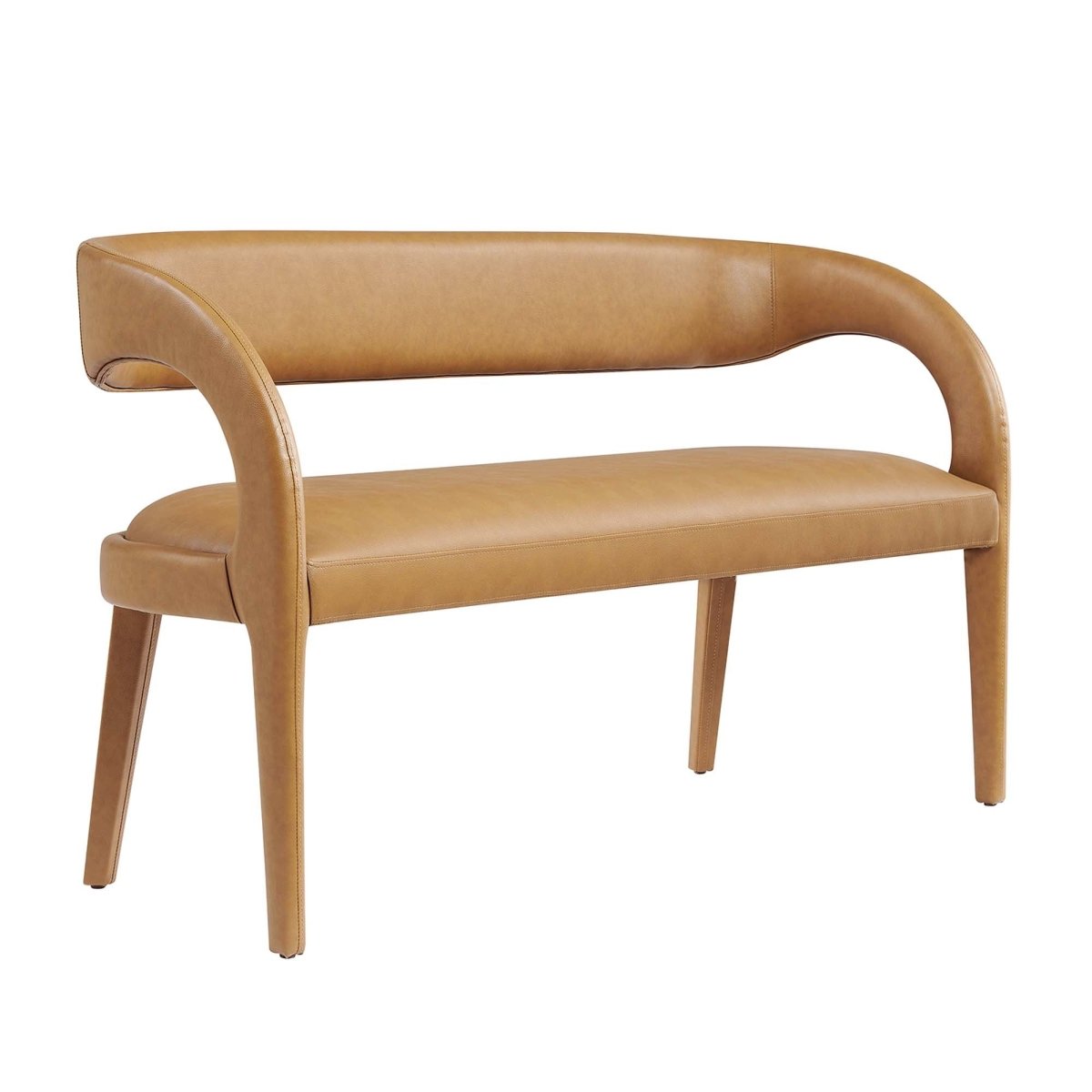55 Inch Sophisticated Vegan Leather Accent Bench in Tan - Benches available at Alpine Outlets in Denver