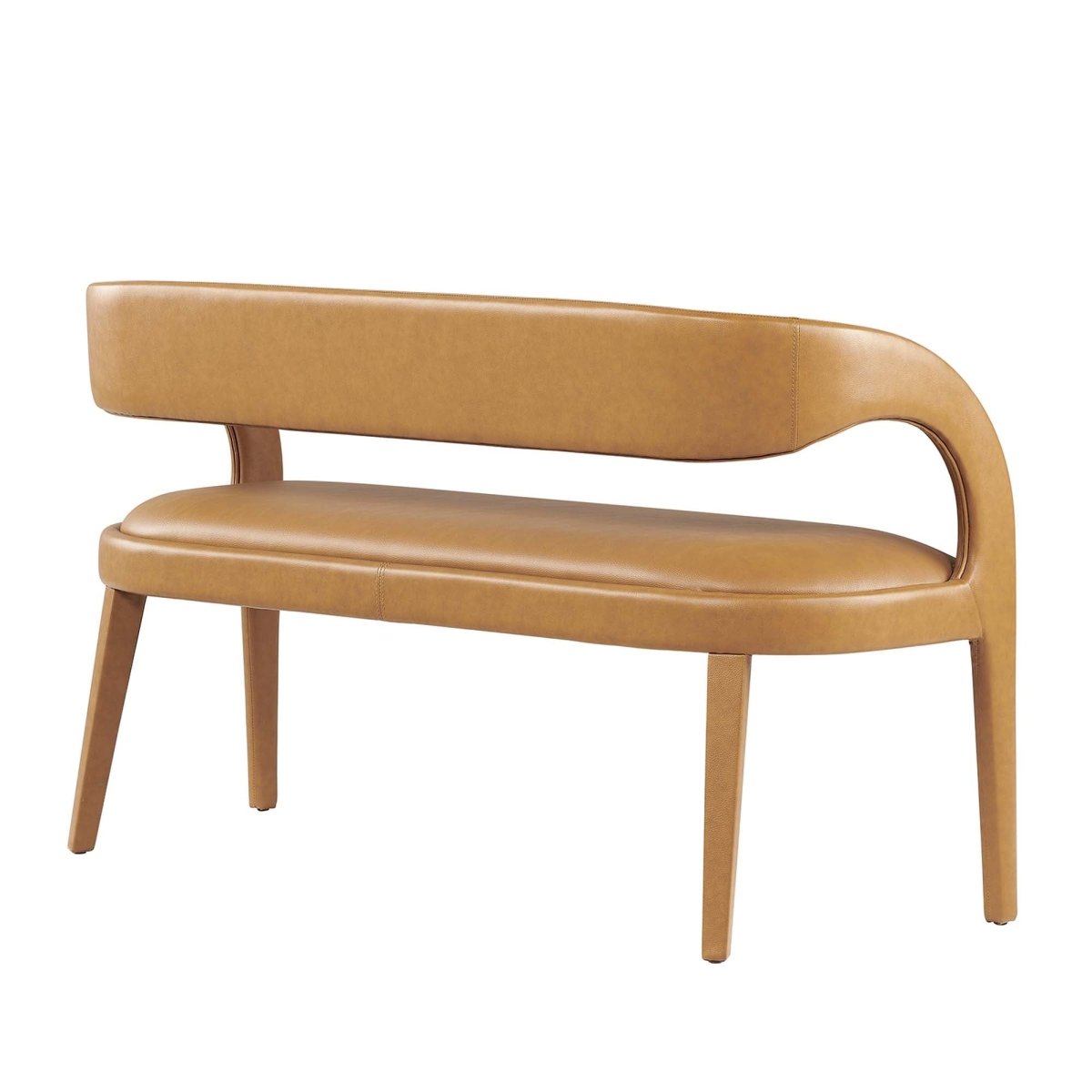 55 Inch Sophisticated Vegan Leather Accent Bench in Tan - Benches available at Alpine Outlets in Denver