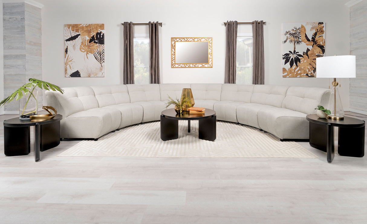 Charlotte Upholstered Curved Armless Chair in Ivory