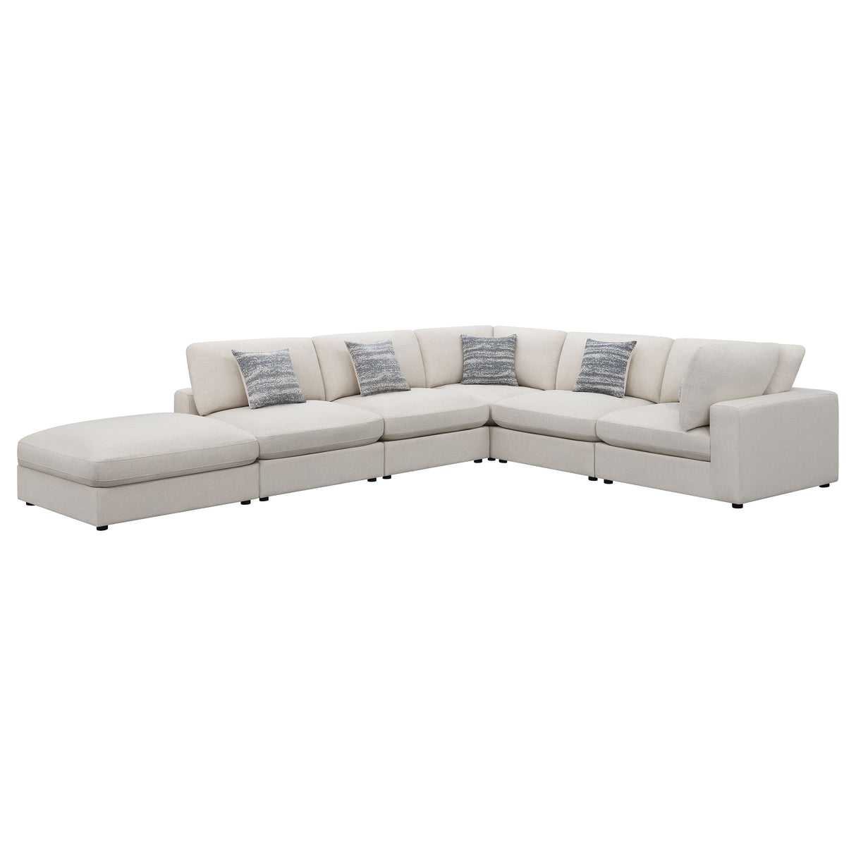 Serene 6-Piece Upholstered Modular Sectional Sofa, Beige