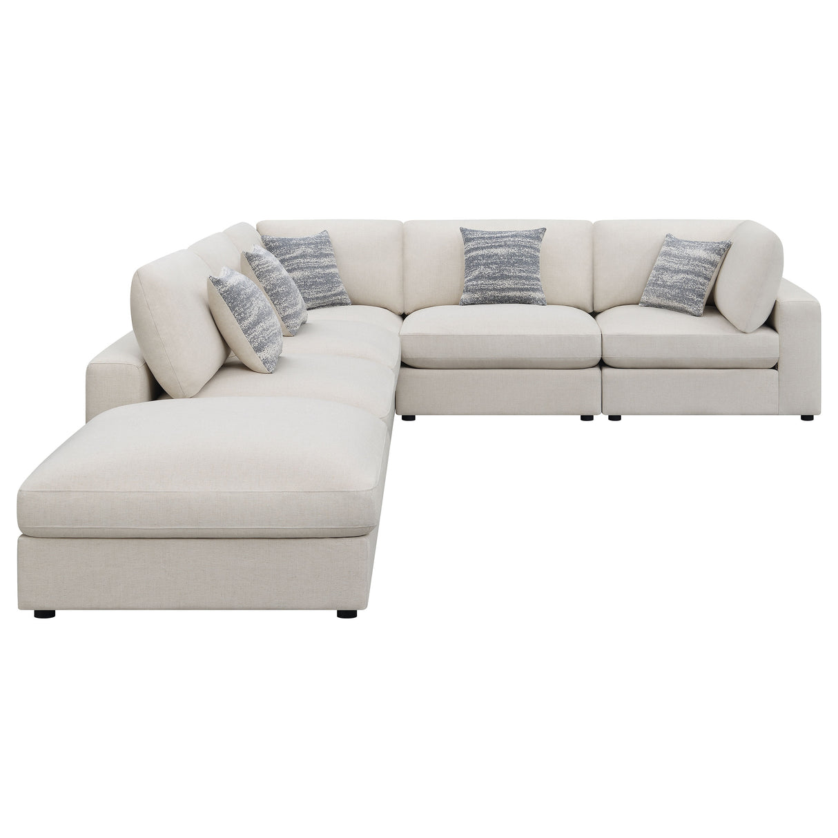 Serene 6-Piece Upholstered Modular Sectional Sofa, Beige