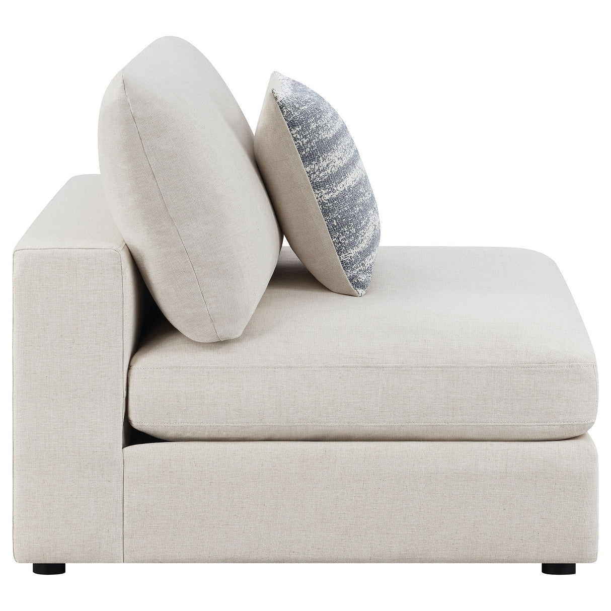 Serene Upholstered Armless Chair, Beige