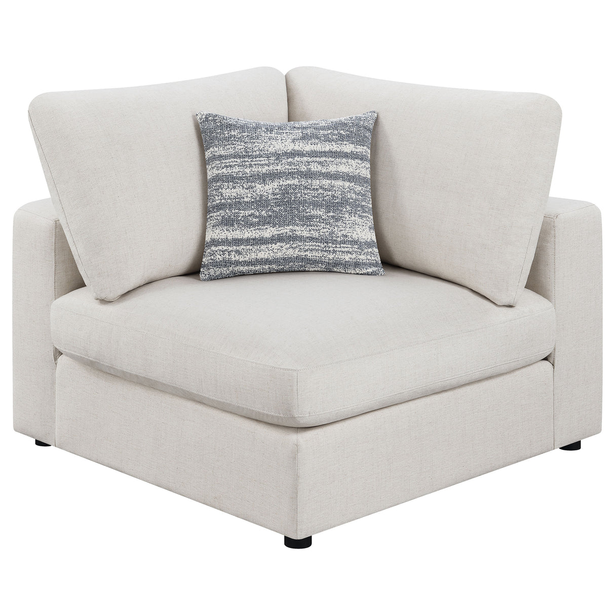 Serene Upholstered Corner Chair in Beige Linen-Blend