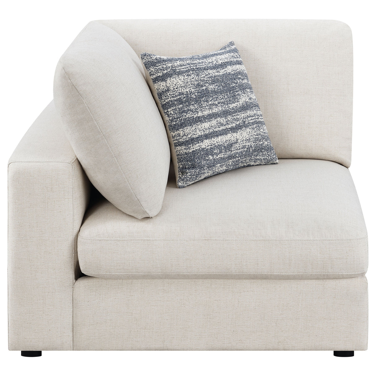 Serene Upholstered Corner Chair in Beige Linen-Blend