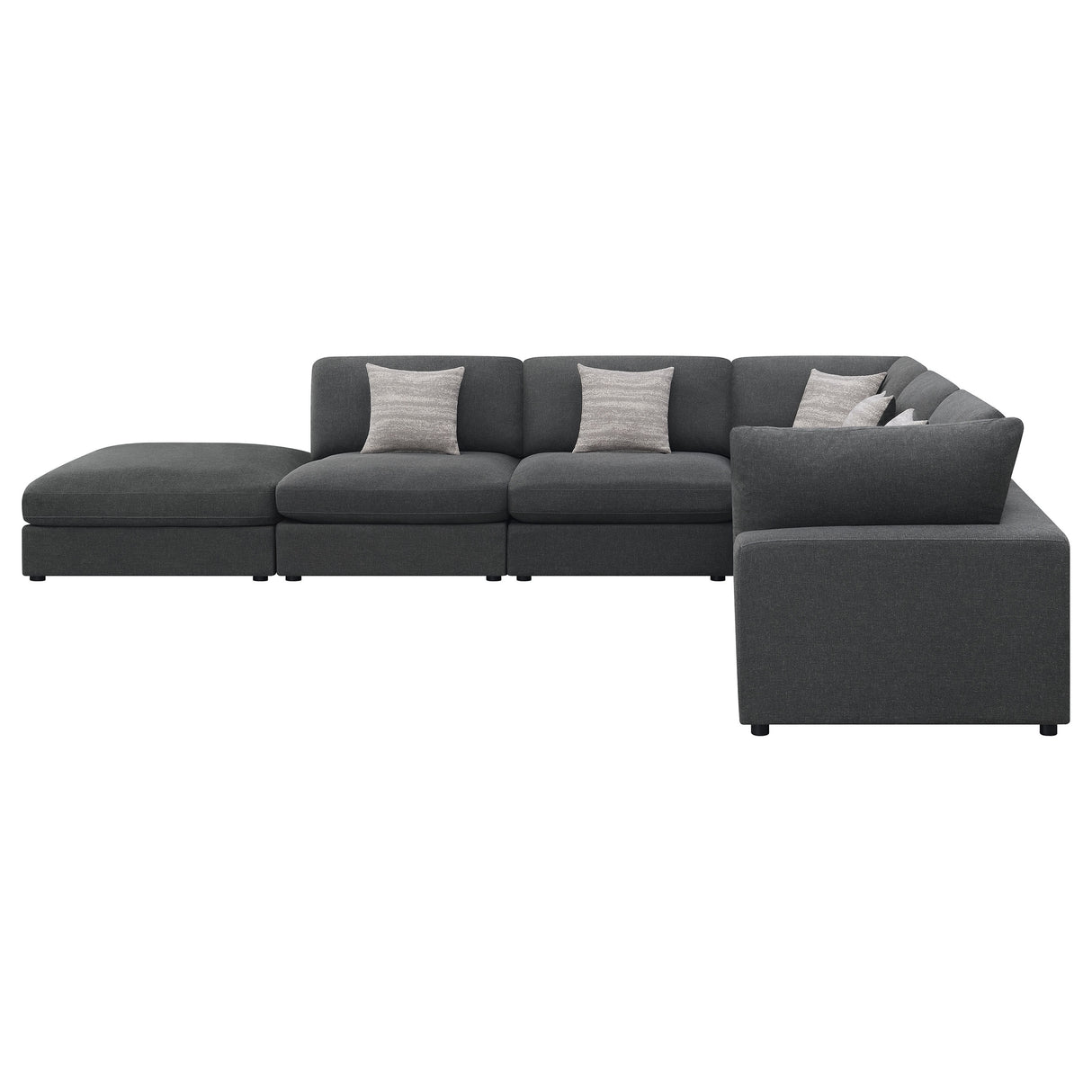 Serene 6-Piece Upholstered Modular Sectional Sofa Charcoal
