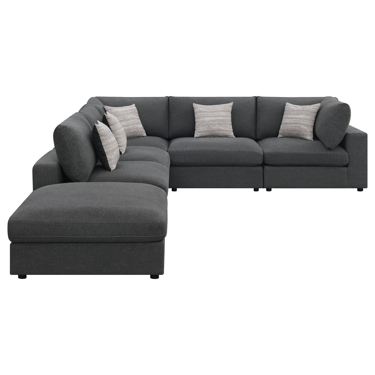 Serene 6-Piece Upholstered Modular Sectional Sofa Charcoal