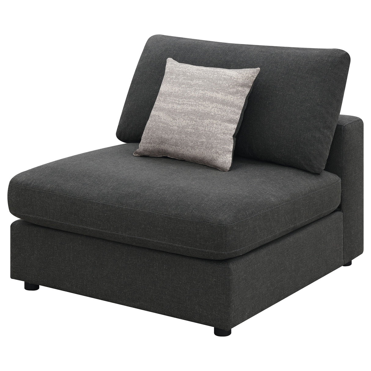 Serene Upholstered Armless Chair in Charcoal