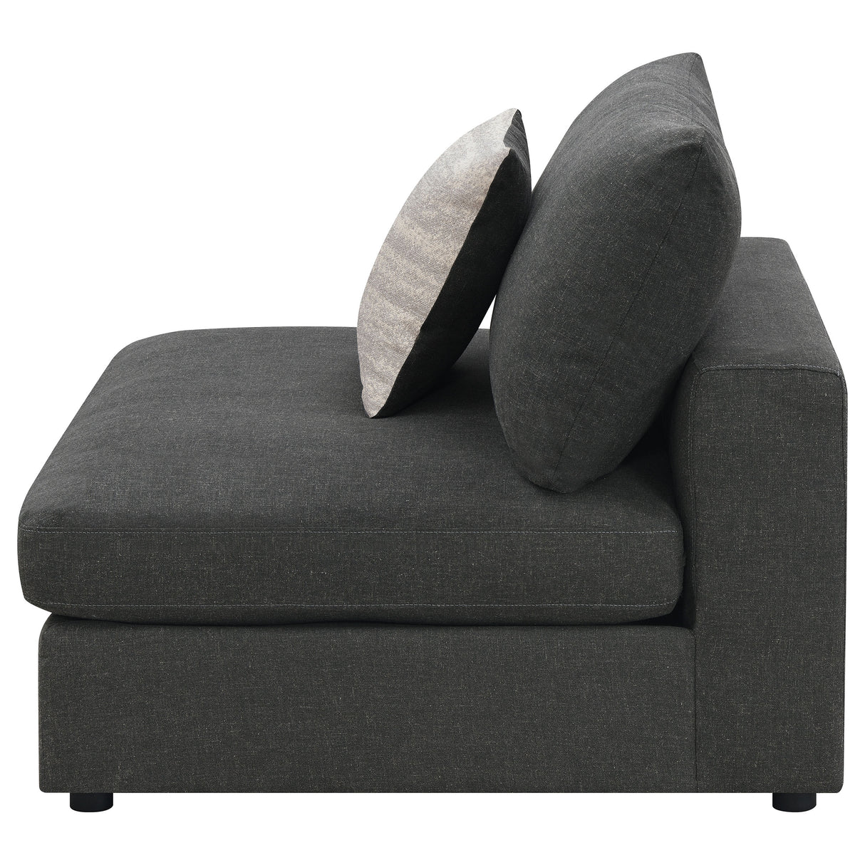 Serene Upholstered Armless Chair in Charcoal