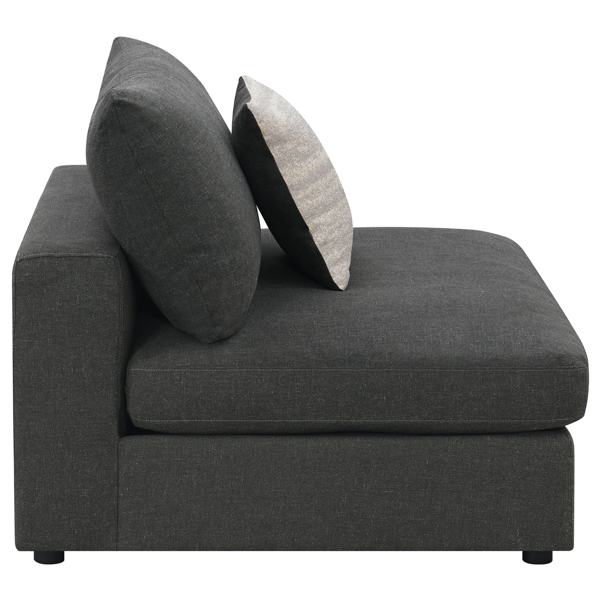 Serene Upholstered Armless Chair in Charcoal