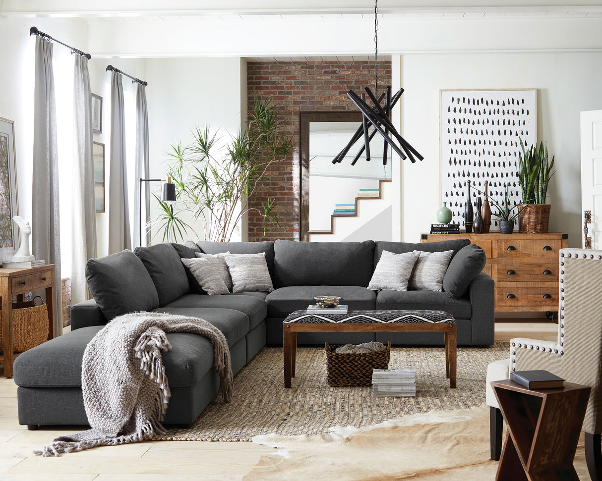 Serene Upholstered Corner Chair - Charcoal