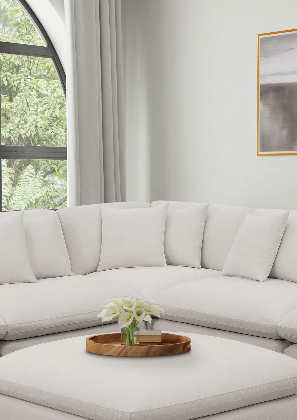 Hobson Upholstered Corner Chair in Ivory