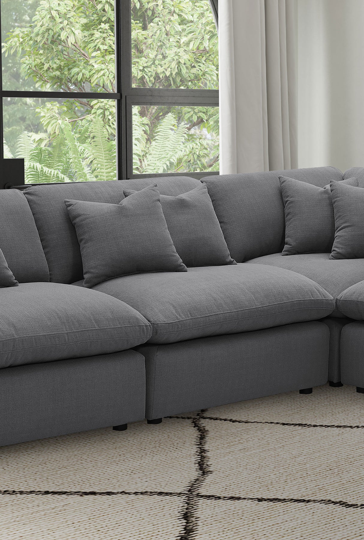 Hobson Upholstered Armless Chair in Charcoal