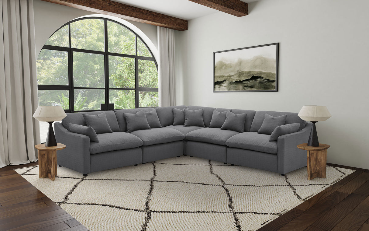 Hobson Upholstered Armless Chair in Charcoal