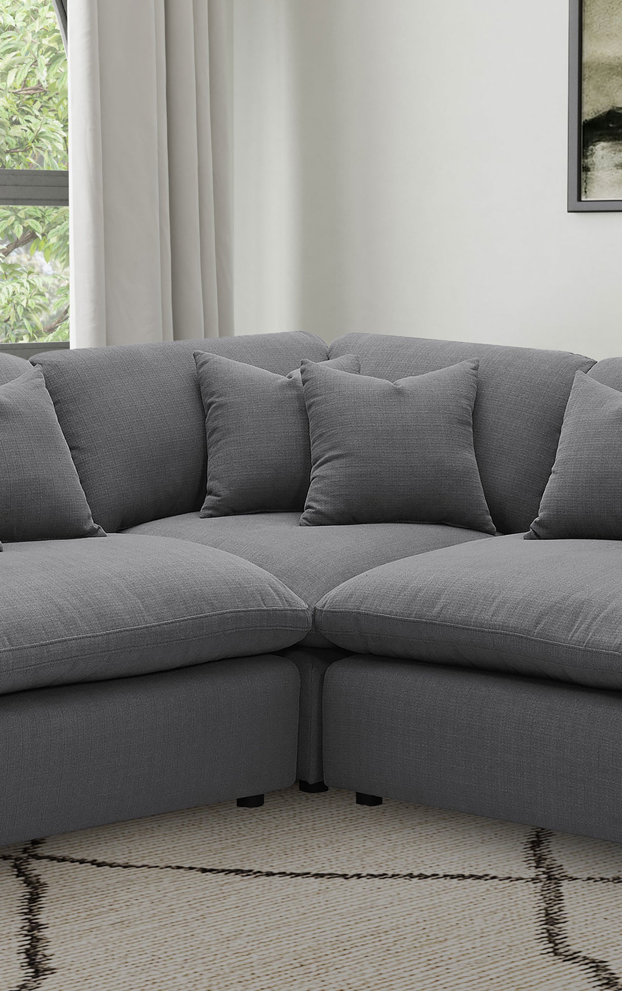 Hobson Upholstered Corner Chair in Charcoal