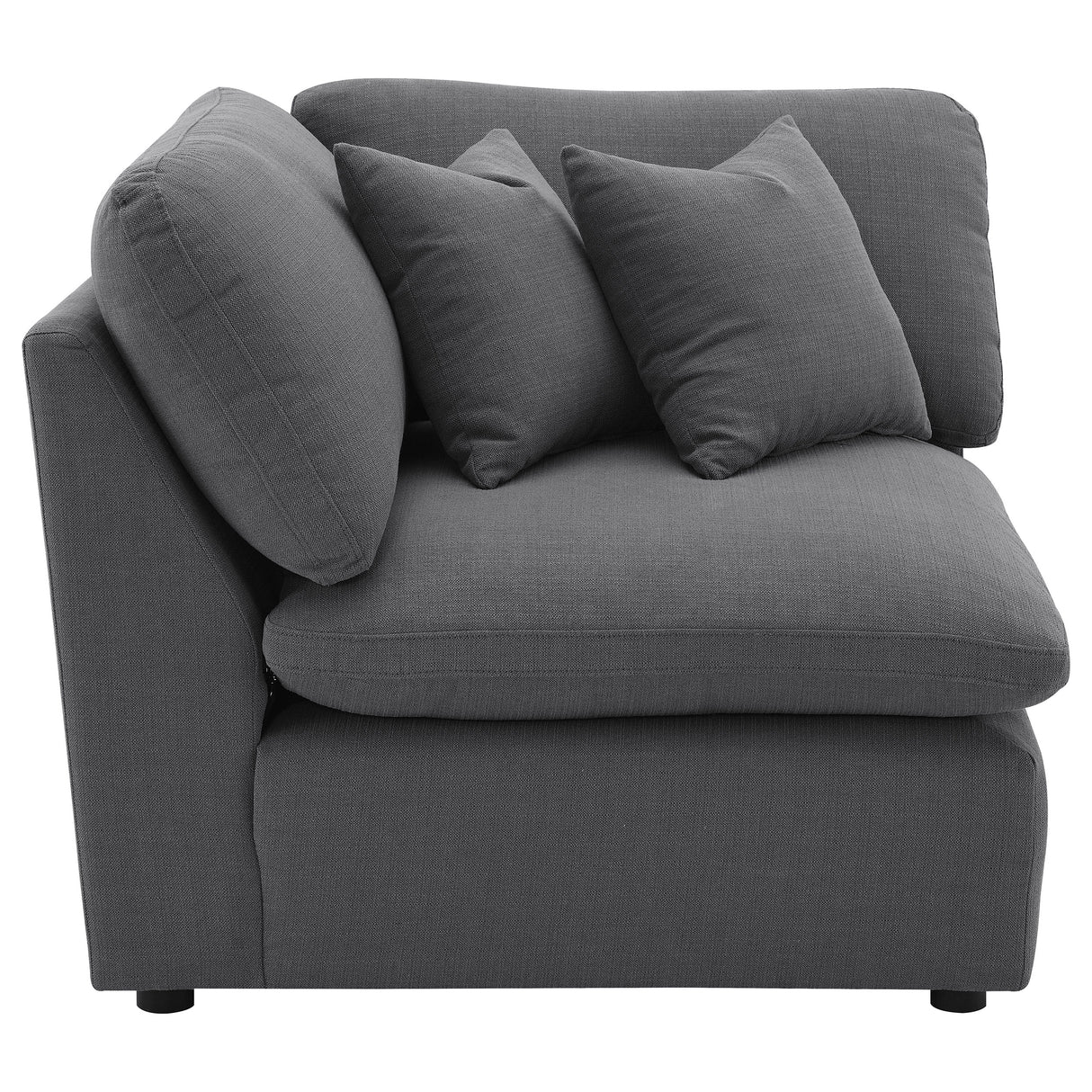 Hobson Upholstered Corner Chair in Charcoal