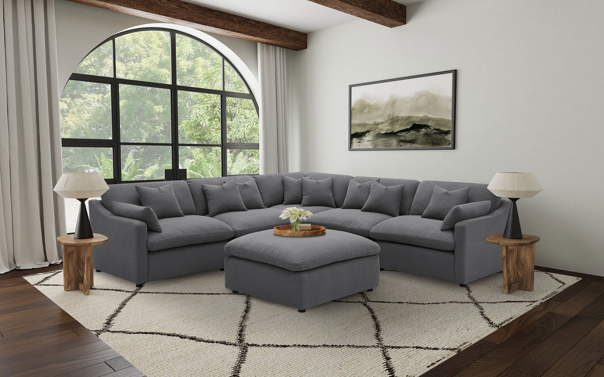 Hobson Upholstered Corner Chair in Charcoal