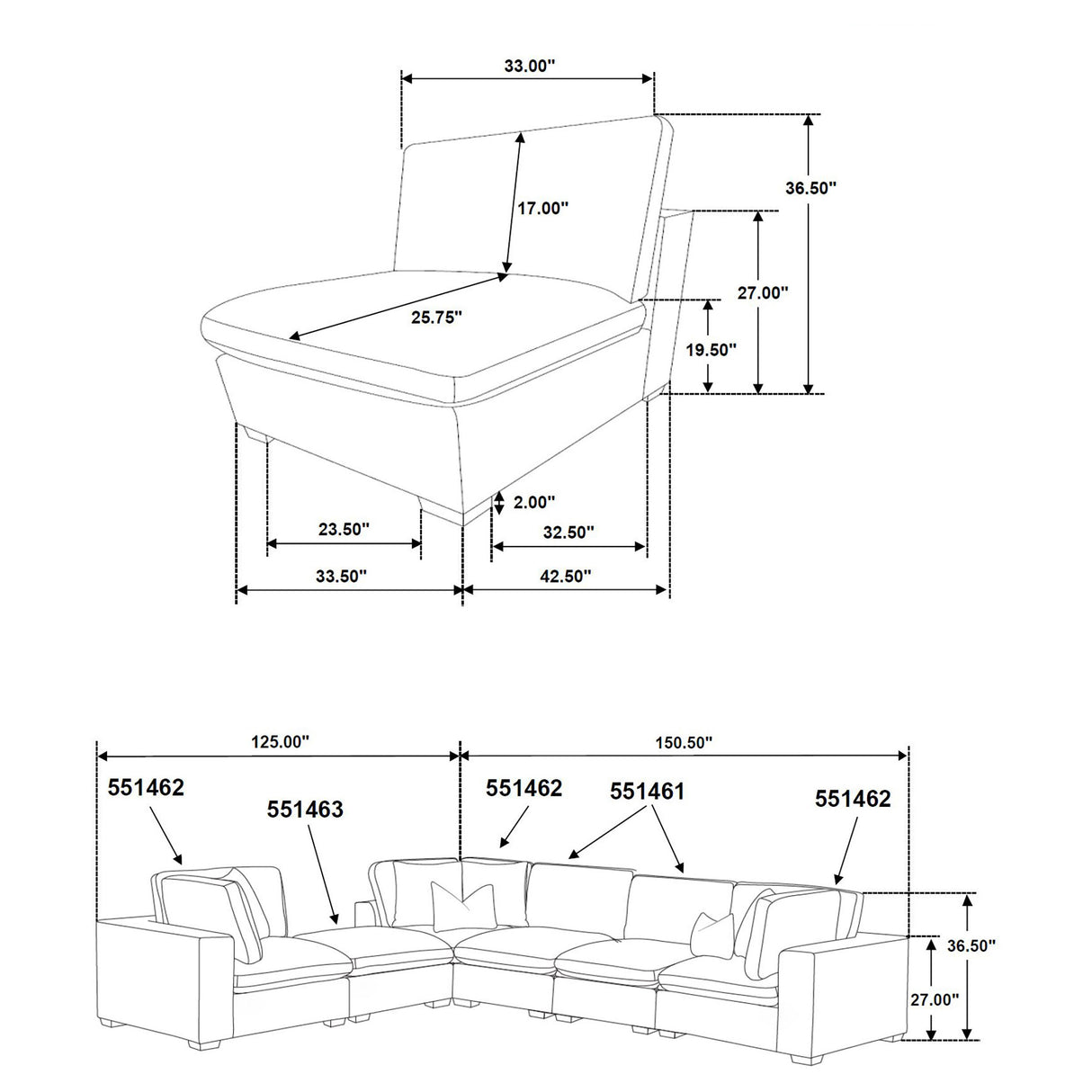 Lakeview 6-Piece Upholstered Modular Sectional Sofa, Ivory