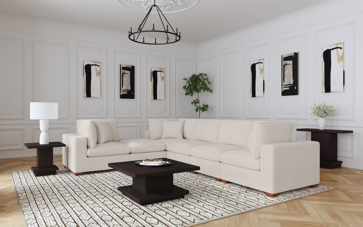 Lakeview Rectangular Upholstered Ottoman in Ivory