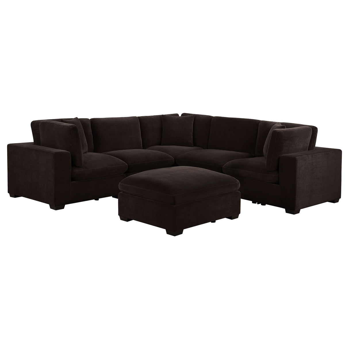 Lakeview 6-Piece Upholstered Modular Sectional in Chocolate