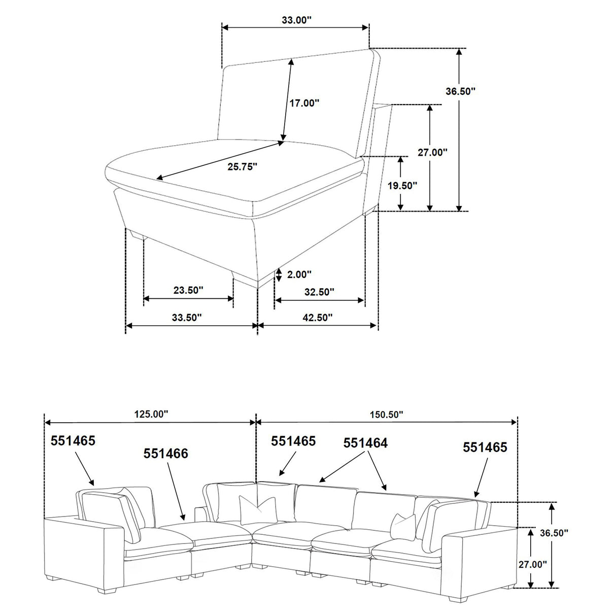Lakeview 6-Piece Upholstered Modular Sectional in Chocolate