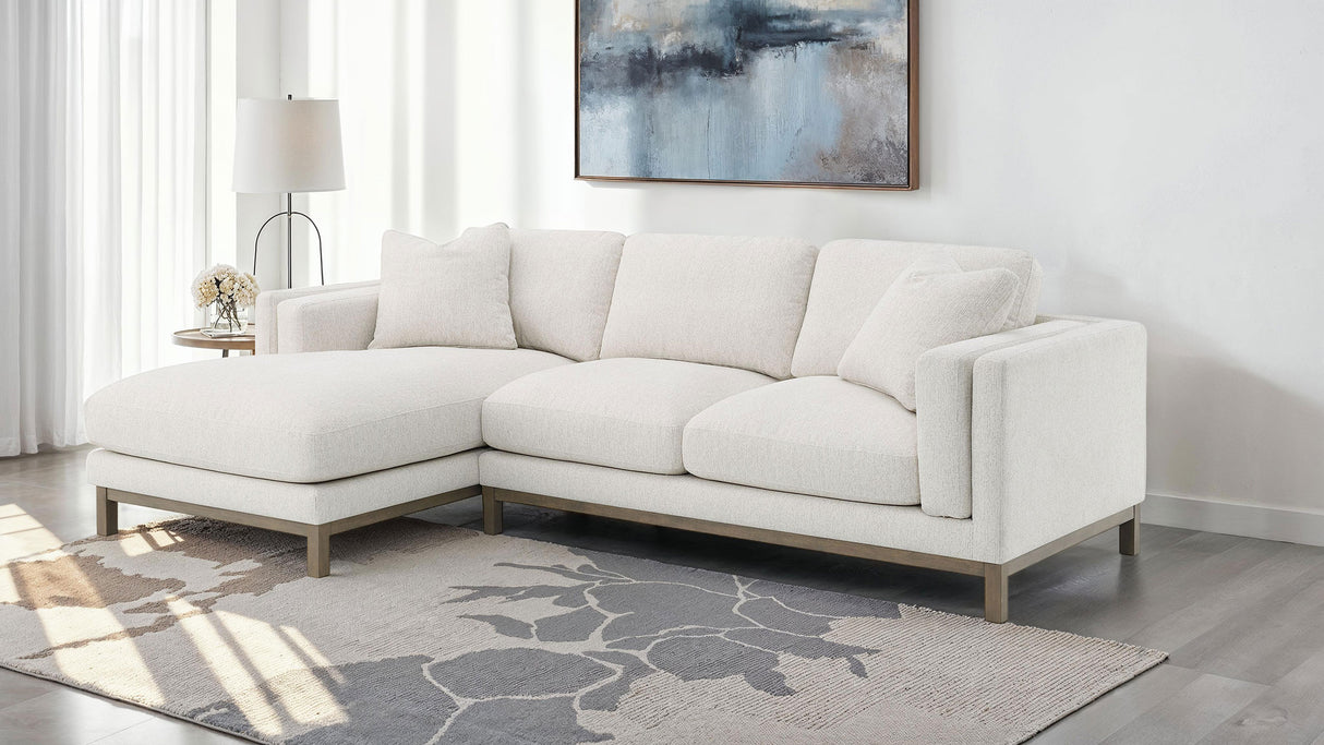 Geneva Boucle Upholstered Sectional Chaise Sofa - Sand
