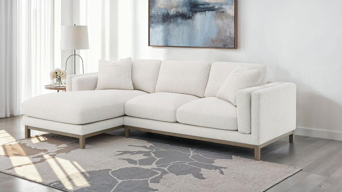 Geneva Boucle Upholstered Sectional Chaise Sofa, Sand