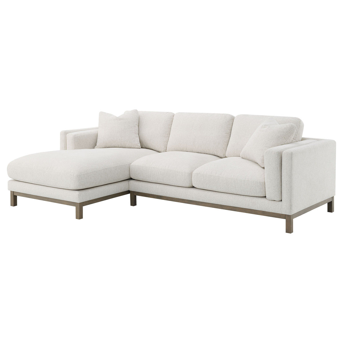 Geneva Boucle Upholstered Sectional Chaise Sofa, Sand