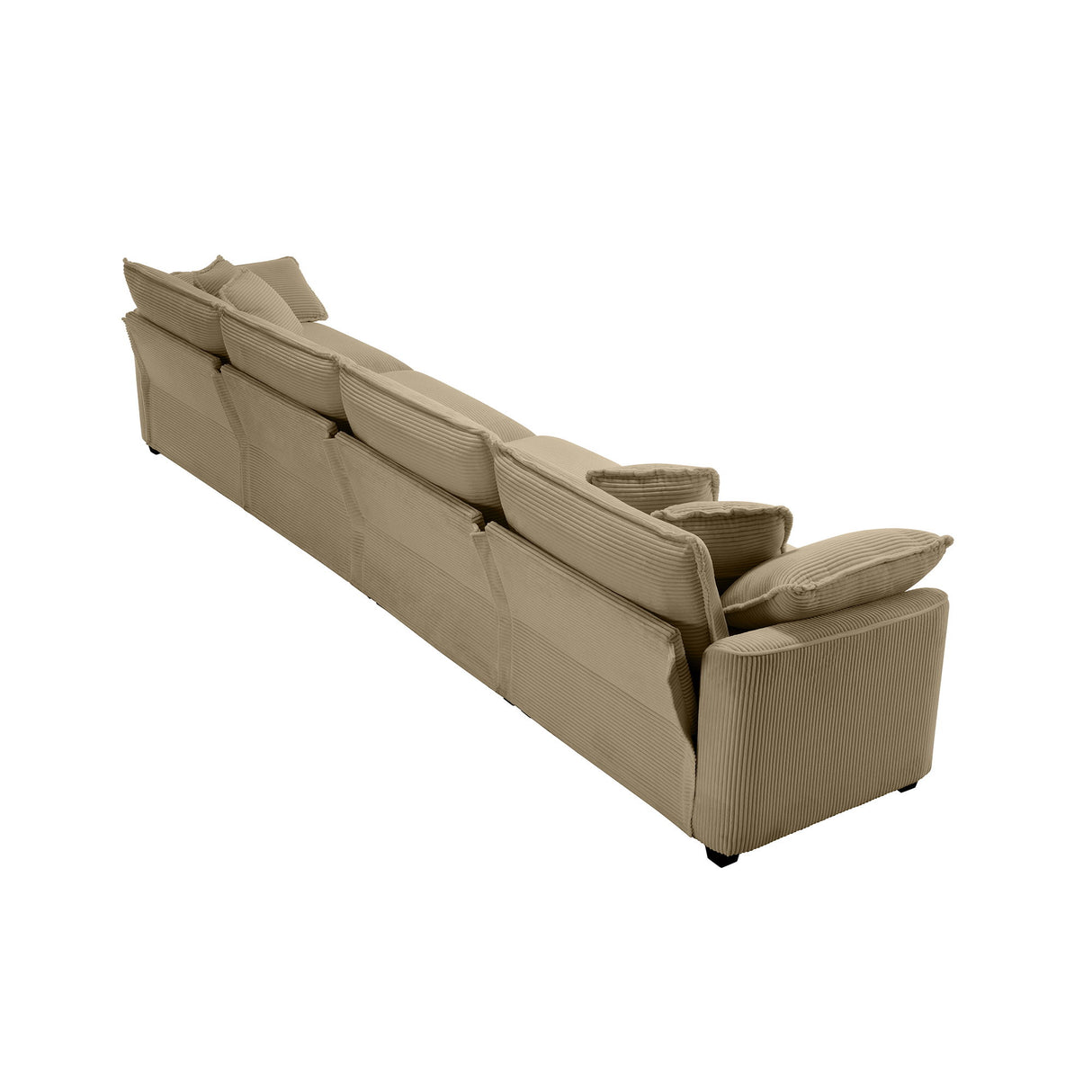 Modern Upholstered 4 Seater Fabric Sofa With Arm And Throw Pillows