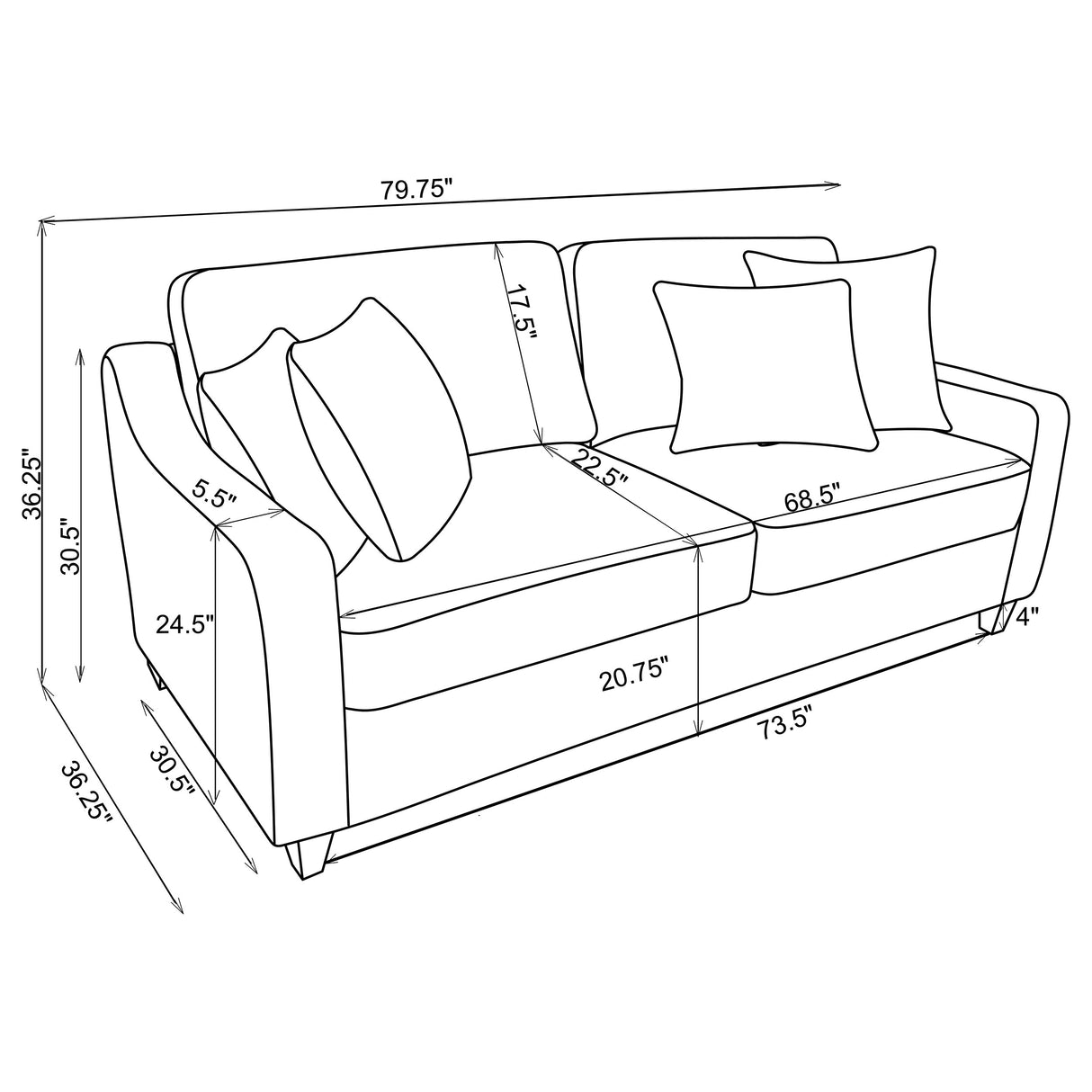 Christine Upholstered Sloped Arm Sofa in Beige