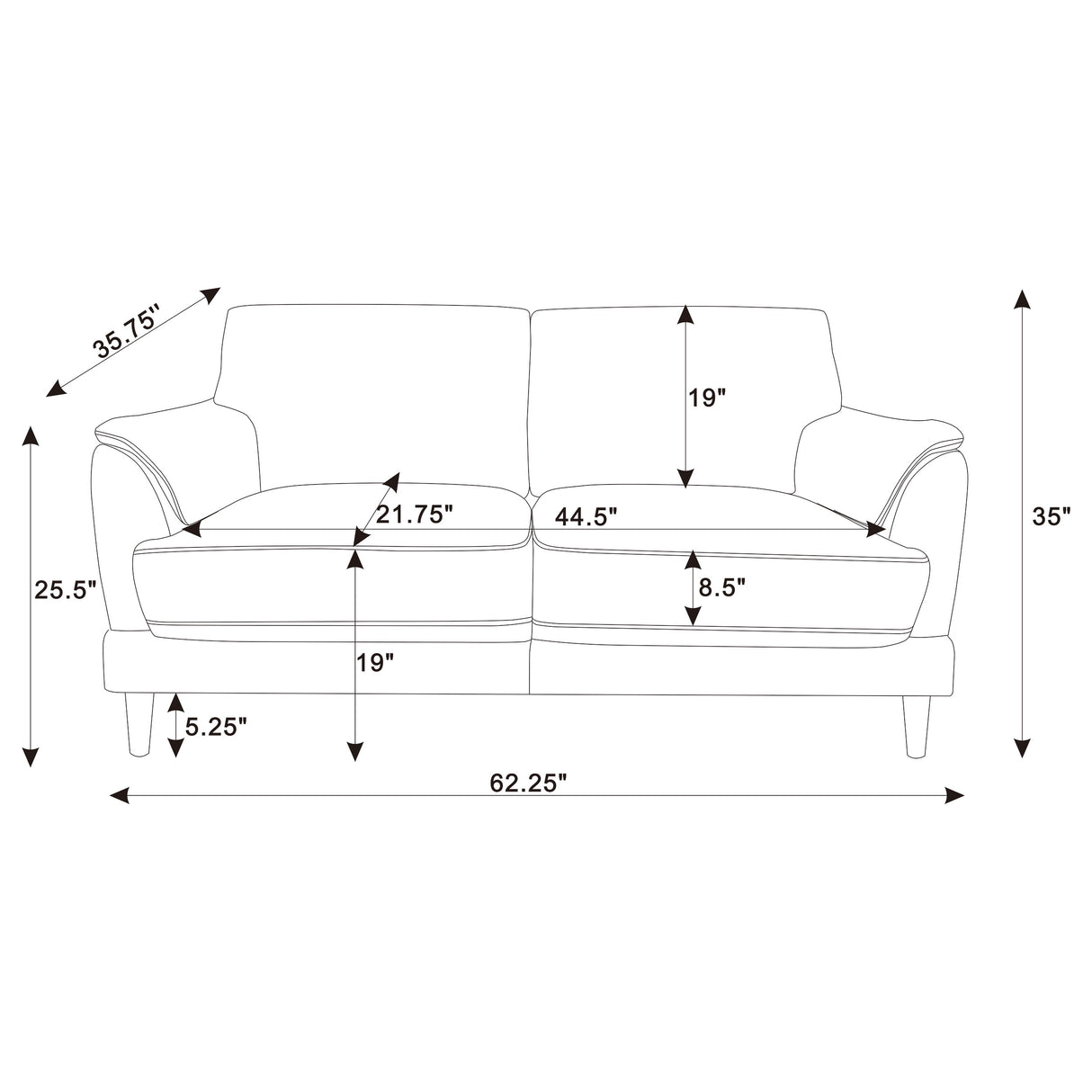 Selma 2-Piece Rust Velvet Crescent Arm Sofa Set
