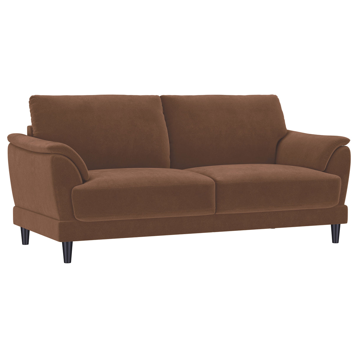 Selma Velvet Upholstered Crescent Arm Sofa - Rust