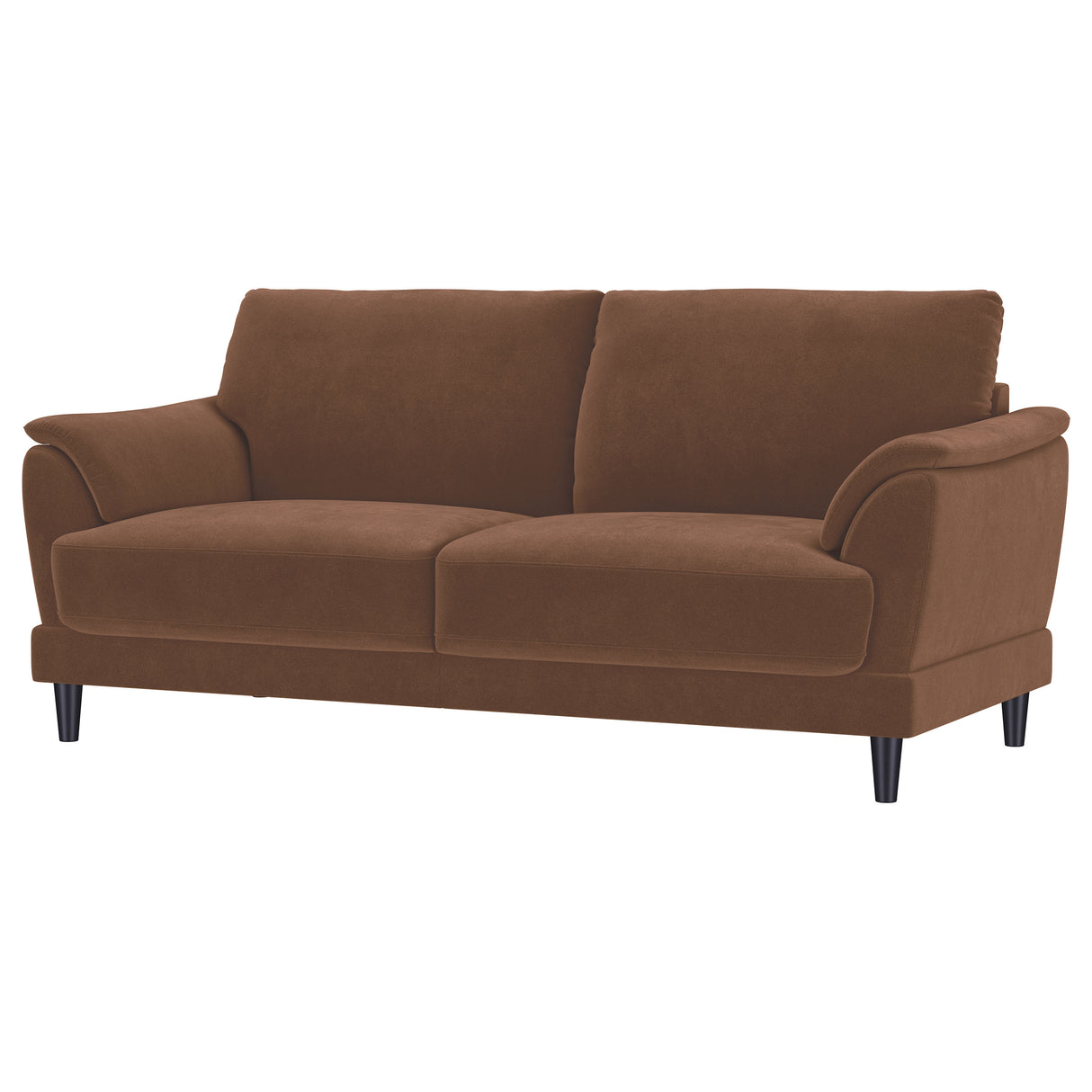 Selma Velvet Upholstered Crescent Arm Sofa - Rust