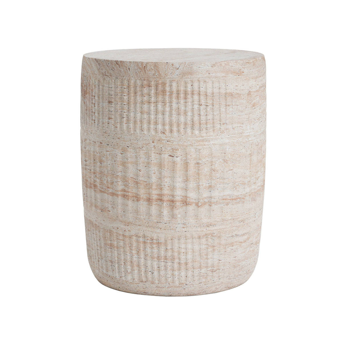 Stylish Outdoor / Indoor Lightweight Concrete Side Table With Travertine - Beige