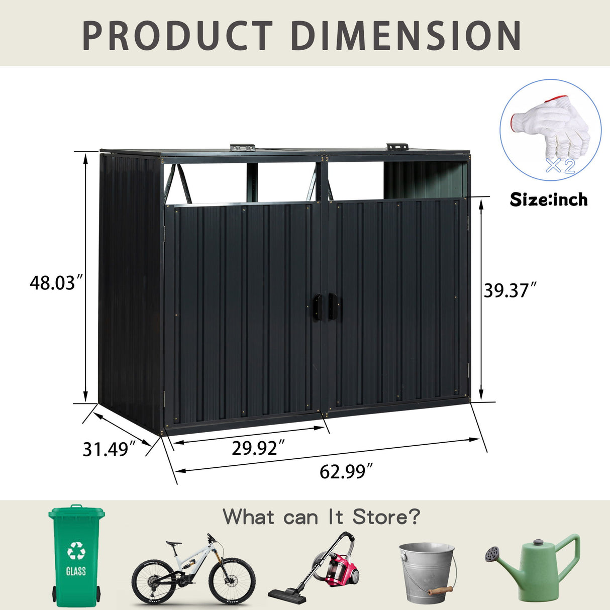 Garbage Bin Shed Outdoor Storage Building Weatherproof Galvanized Steel Housing