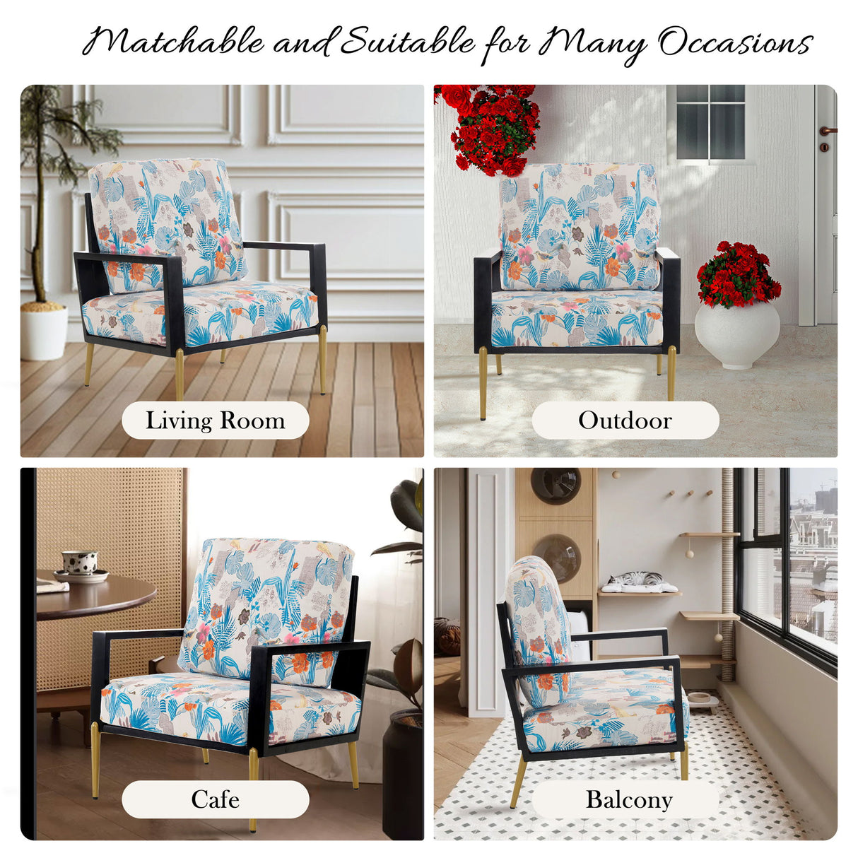 Modern Armchair With Solid Wood Frame