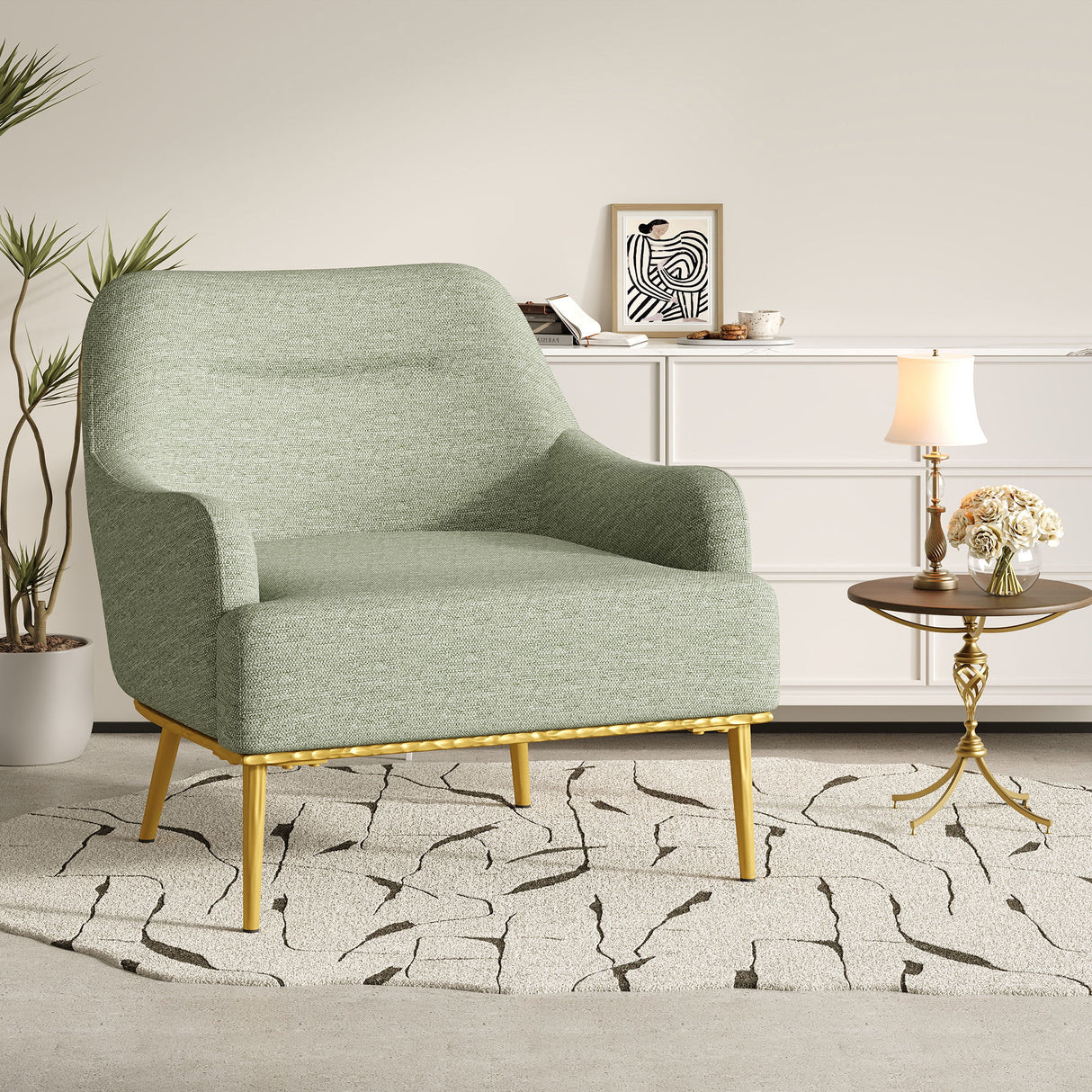 Modern Elegance Accent Chair With Curved Backrest