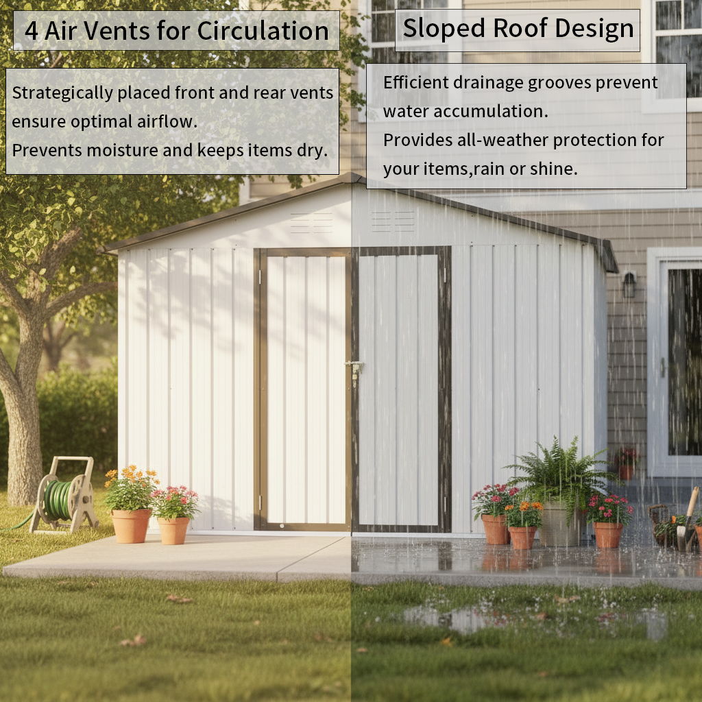 Garden Shed Outdoor Storage Building Waterproof Metal Frame 10x12ft
