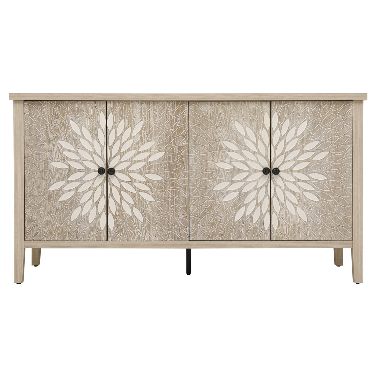Sideboard Buffet Cabinet Carved 4 Door Storage 58in x 32in