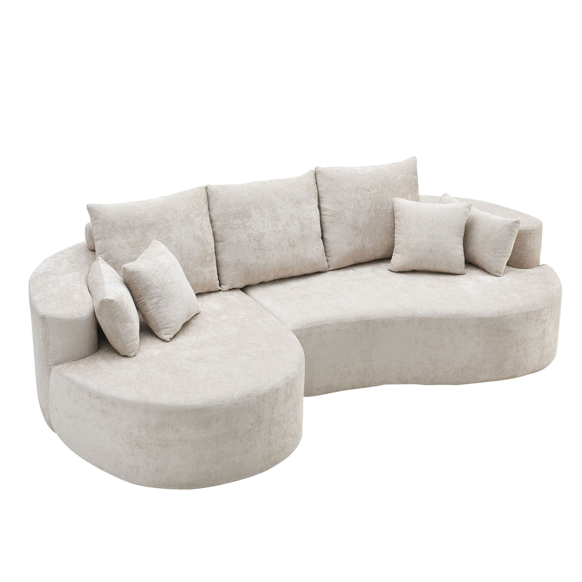 2 Piece Fabric Cloud Curved Sectional Sofa With Chaise For Living Room