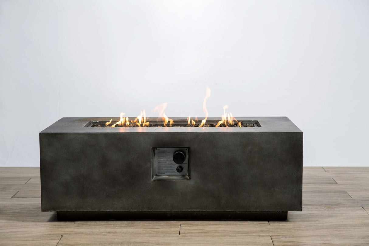 Propane Fire Pit Table Outdoor Heater Concrete 42x16in Dark Gray