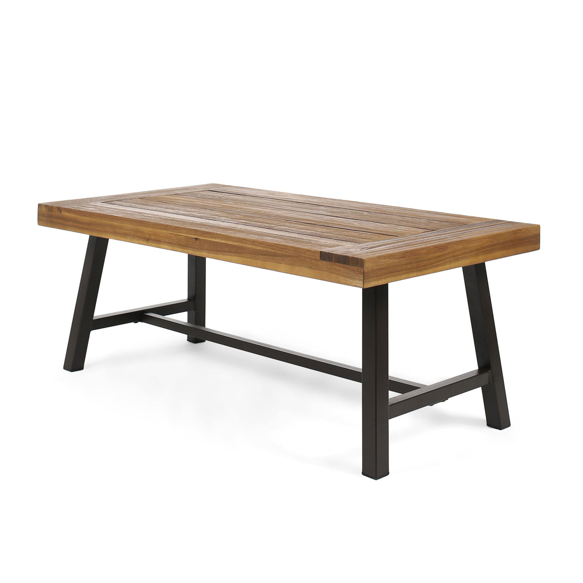 Carlisle - Industrial Coffee Table With And Slat Panel Design - Natural
