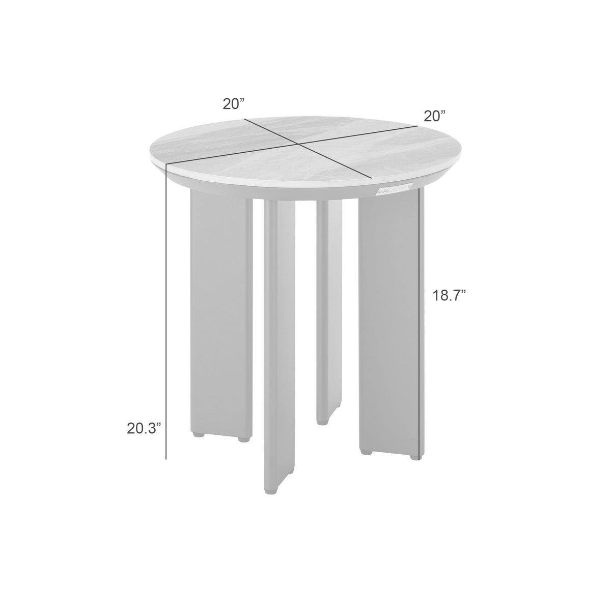 Ciela - Outdoor Round Sintered Stone Side Table With Pedestal Aluminum Base - Dark Bronze