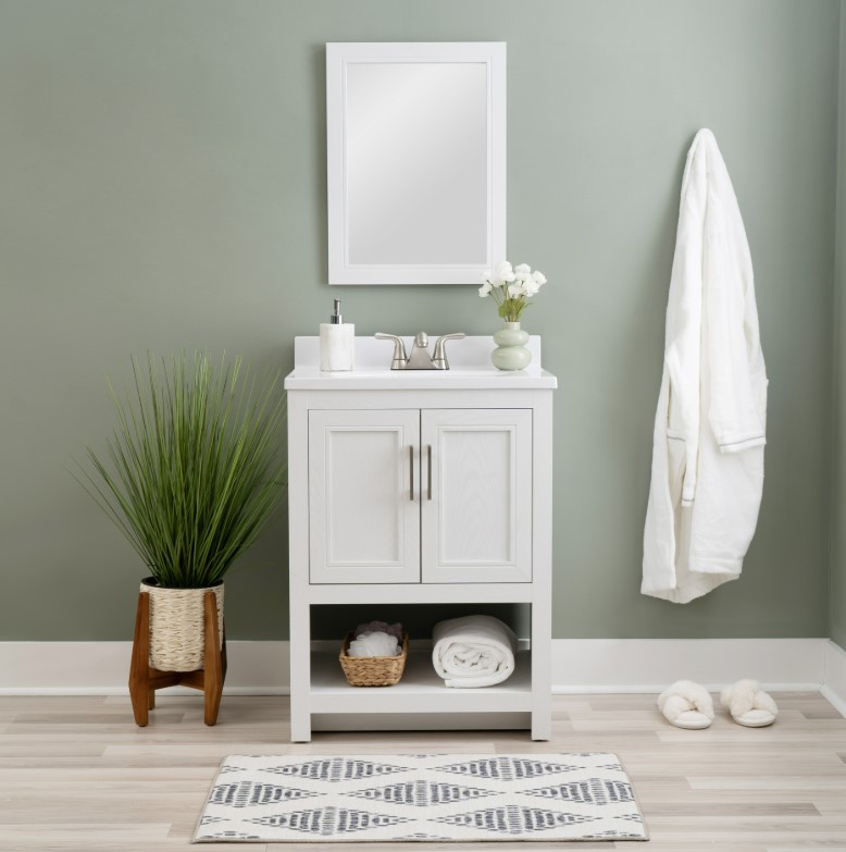 Linon Barkley White 25" Vanity with Mirror